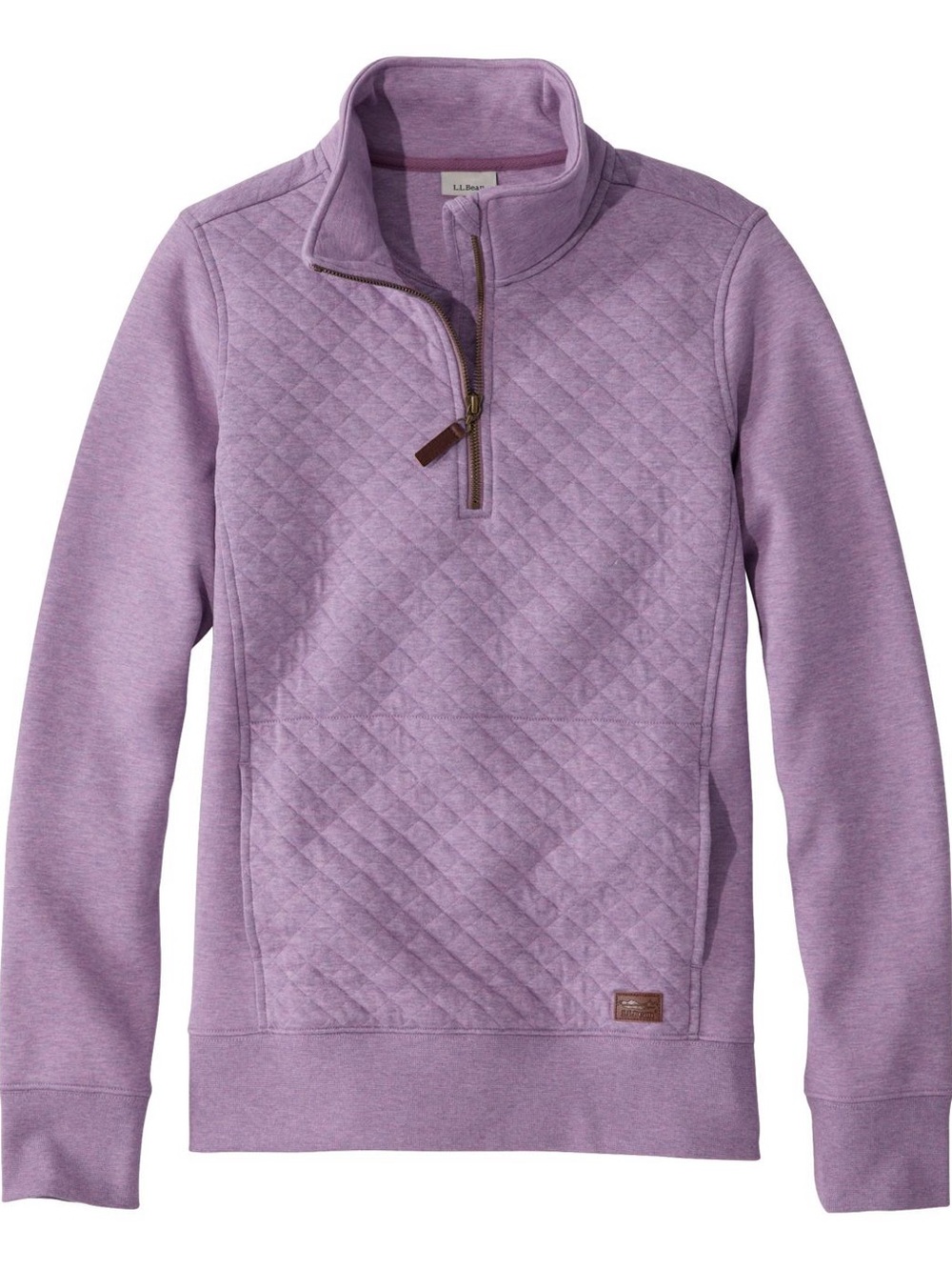 L.L. Bean Quilted Quarter- Zip Pullover - Mauve Heather